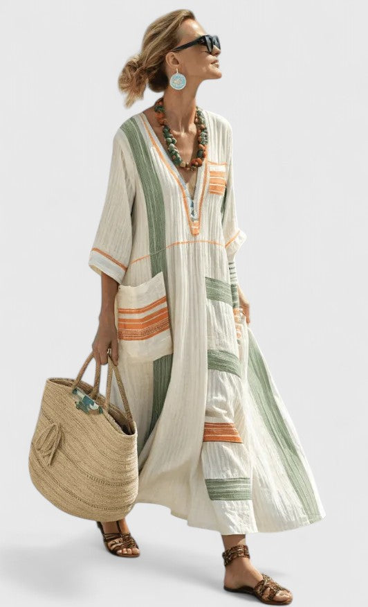 Women's V-Neck Maxi Dress – Elegant Occasion Wear