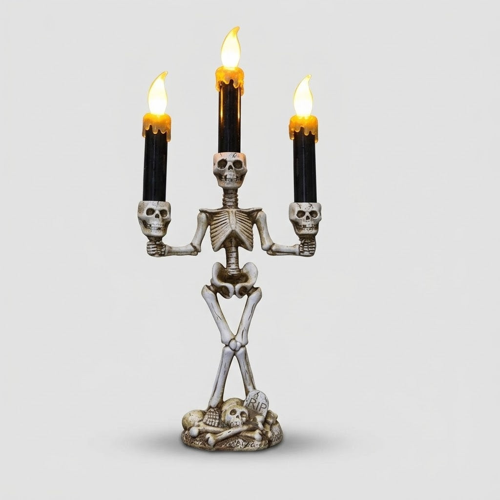 Skeleton Candelabra LED Candle Holder - Spooky Table Light