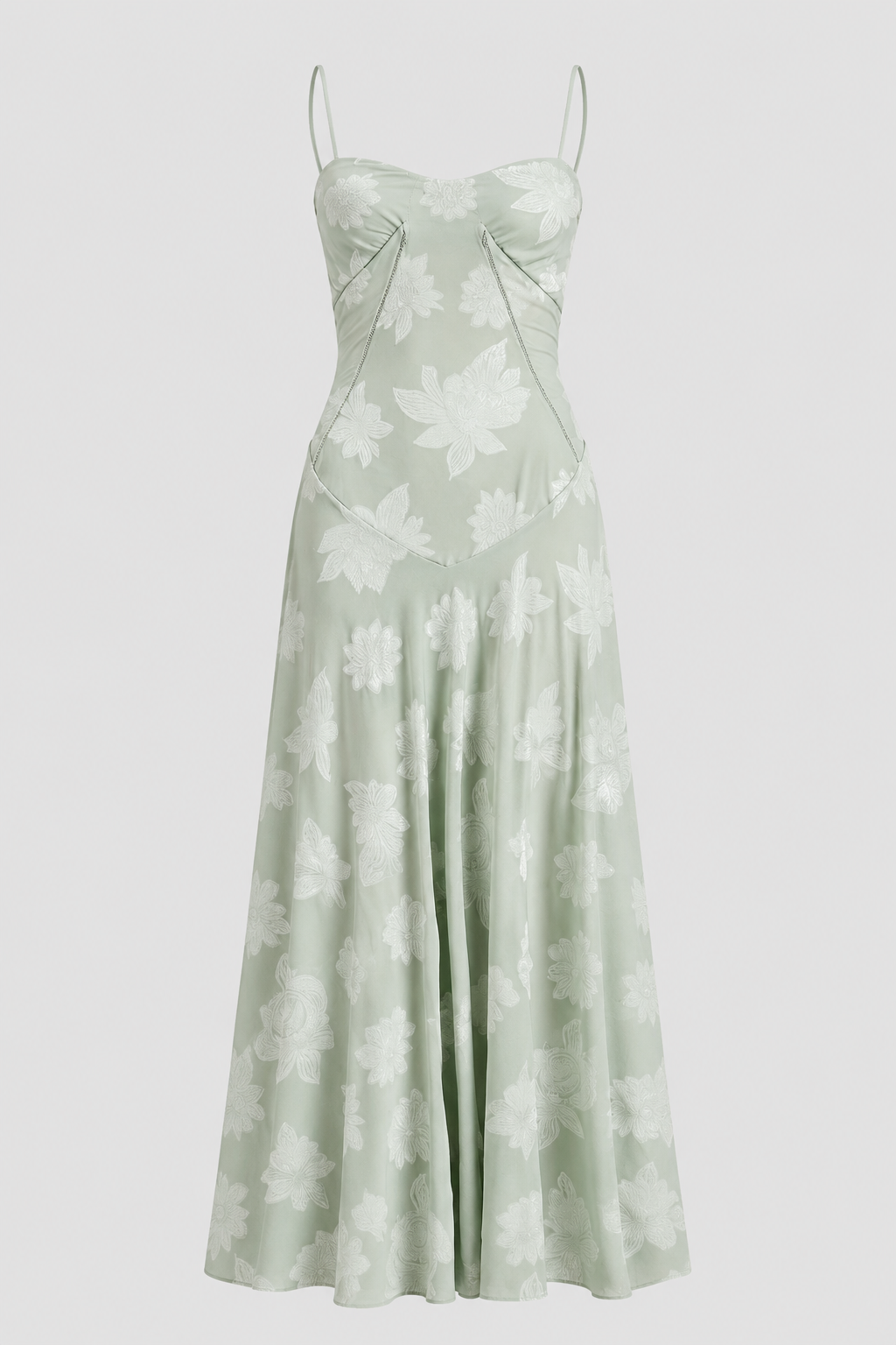 Sleeveless Seamed Bodice Floral Dress