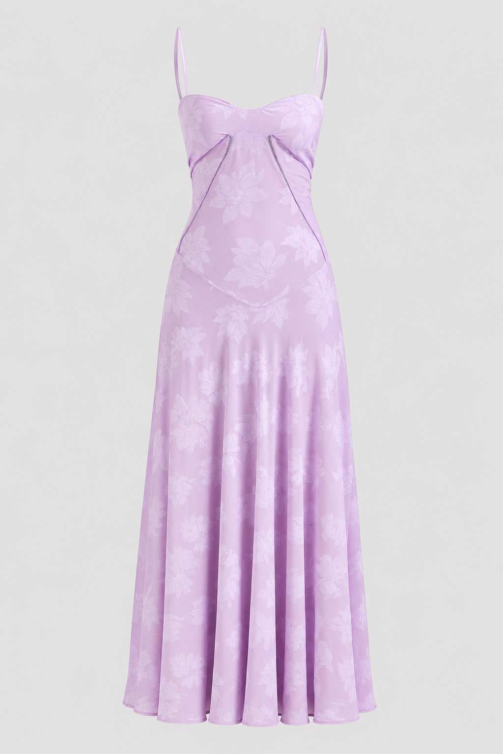 Sleeveless Seamed Bodice Floral Dress