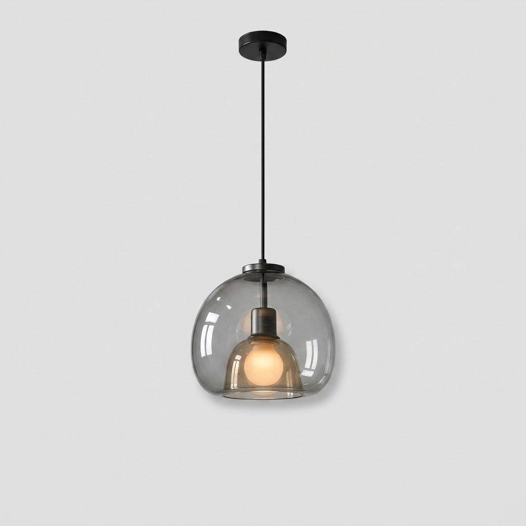 Smoke Glass Pendant Lamp - Hand-Blown Glass Design