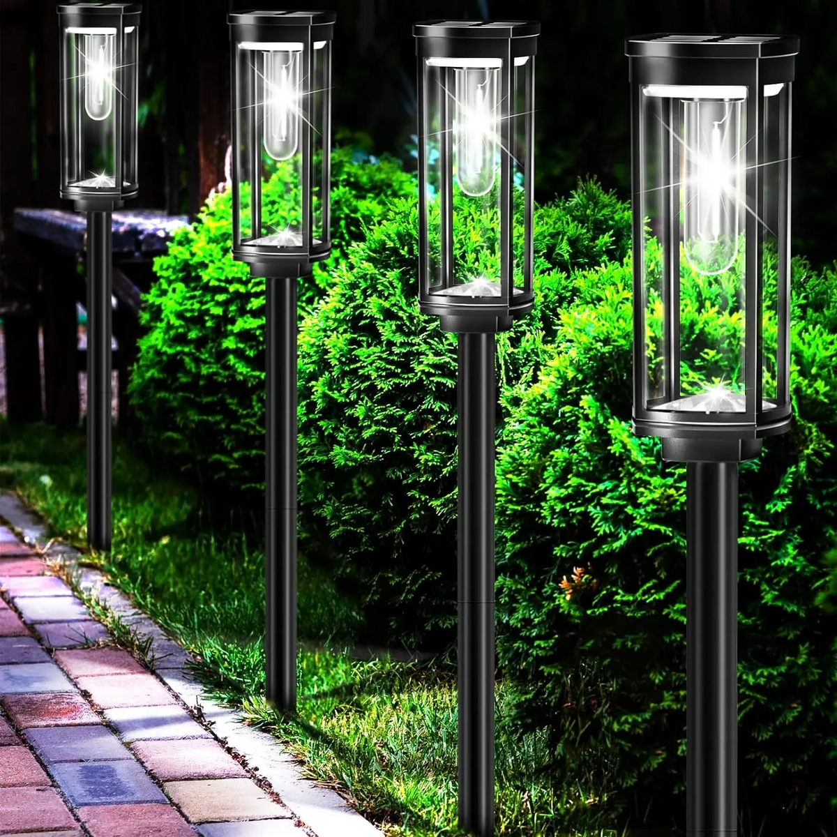Outdoor Solar Garden Lights - Black LED Path Stakes (10-Pk)