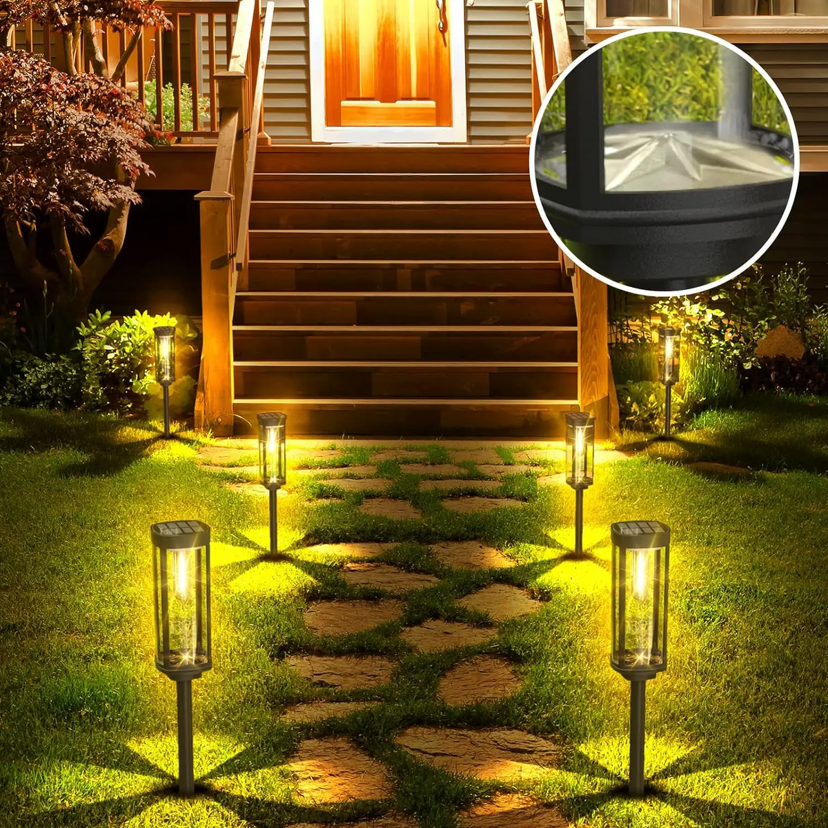 Outdoor Solar Garden Lights - Black LED Path Stakes (10-Pk)