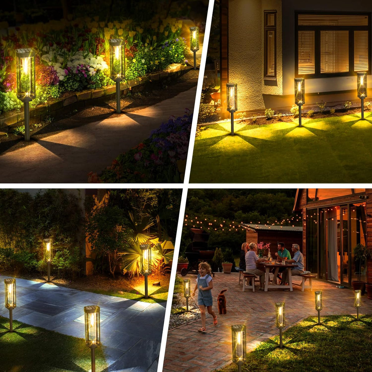 Outdoor Solar Garden Lights - Black LED Path Stakes (10-Pk)