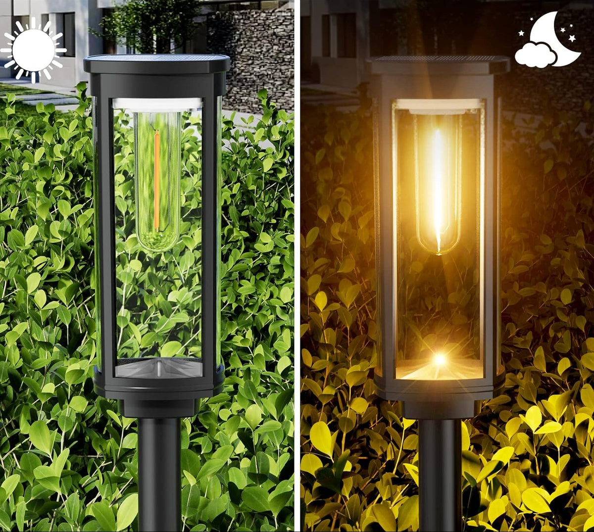 Outdoor Solar Garden Lights - Black LED Path Stakes (10-Pk)