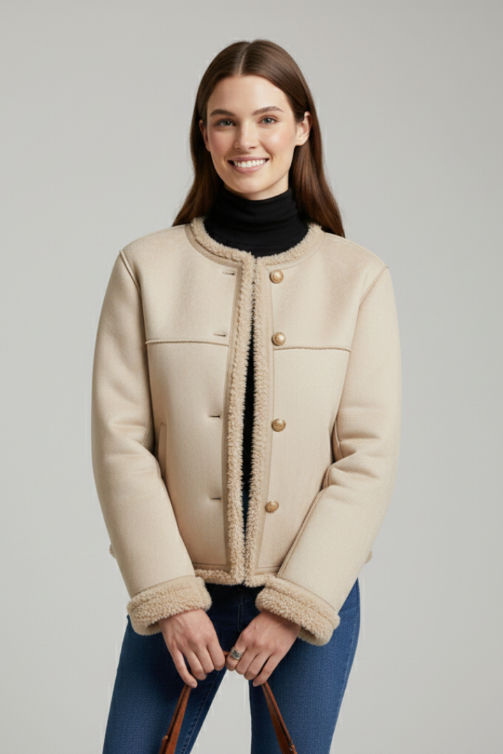Women's Jacket with Classic Cut and Minimalist Style in Brown - View 6.0 | Roselva