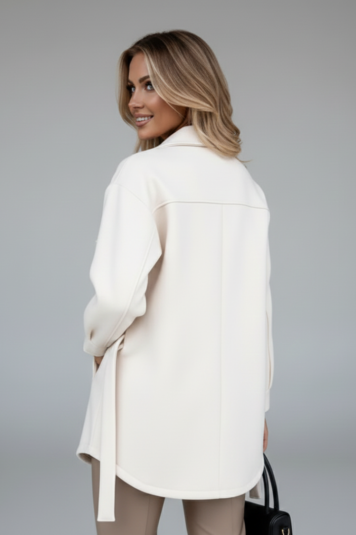 Women's Shirt Jacket with Collar and Straight Cut in White - View 5.0 | Roselva