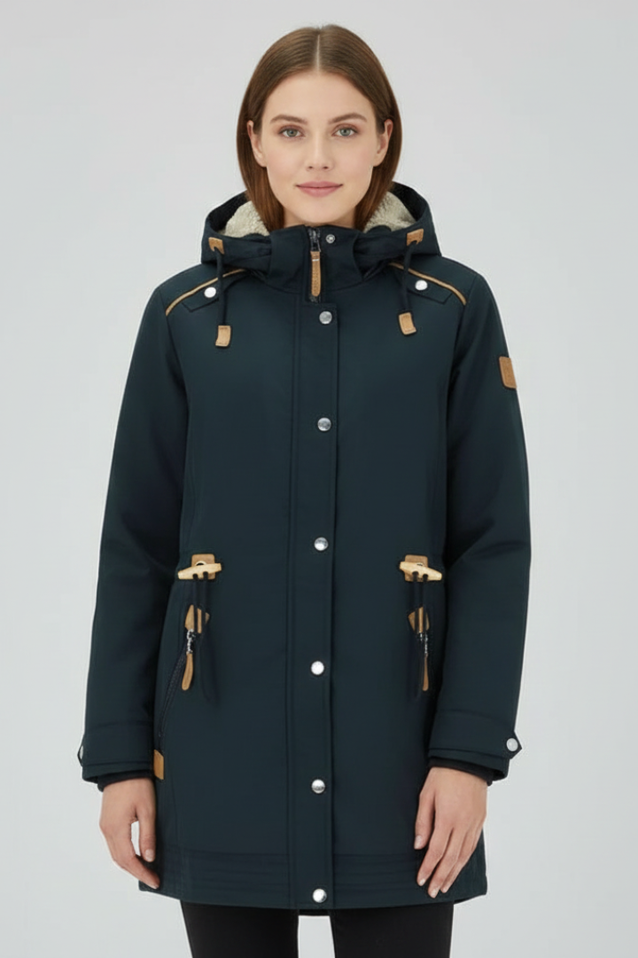 Women's Hooded Parka in Navy - View 2.0 | Roselva