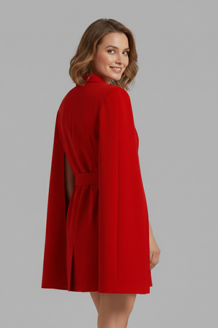 Women's Blazer Dress with Double-Breasted Buttons and Belt