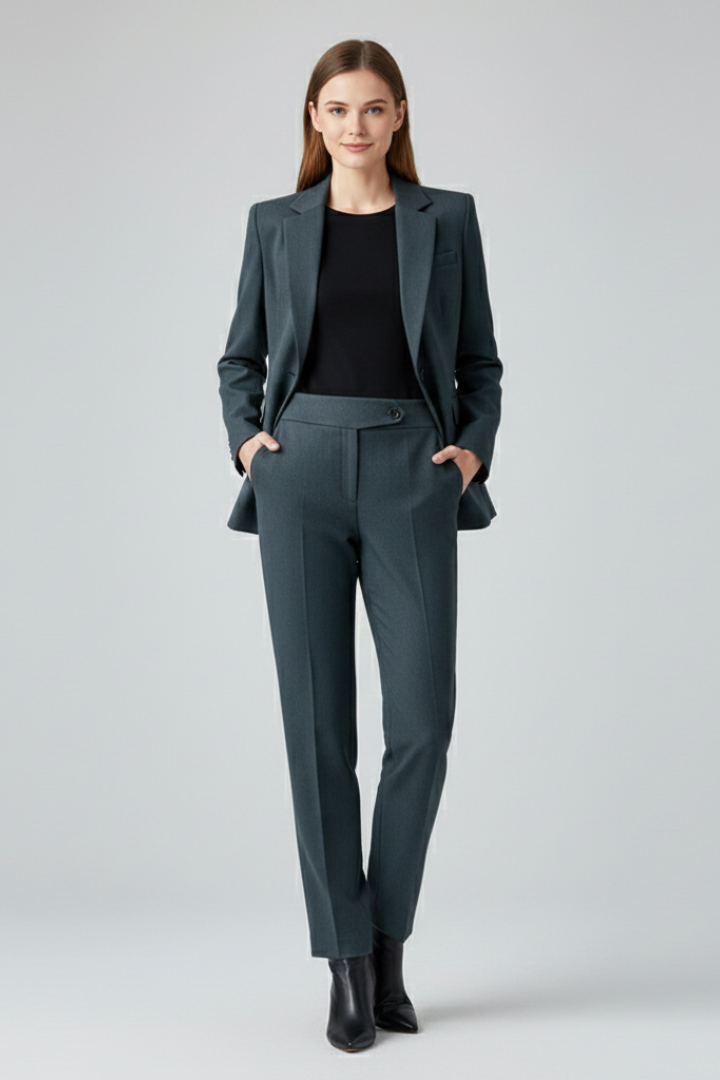 Women’s Suit with Blazer and Trousers in Grey - View 2.0 | Roselva