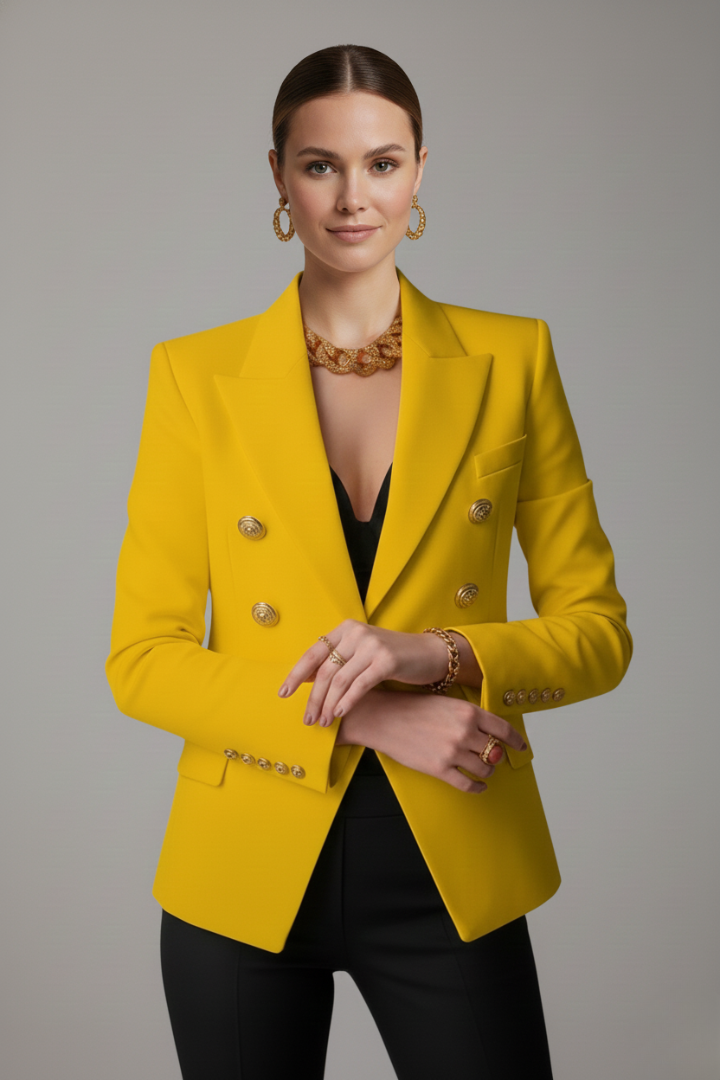 Women's Blazer with Double-Breasted and Gold Buttons