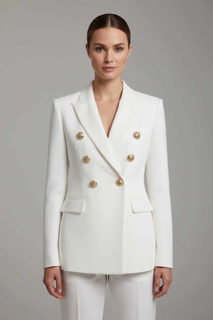Women's Blazer with Double-Breasted and Gold Buttons