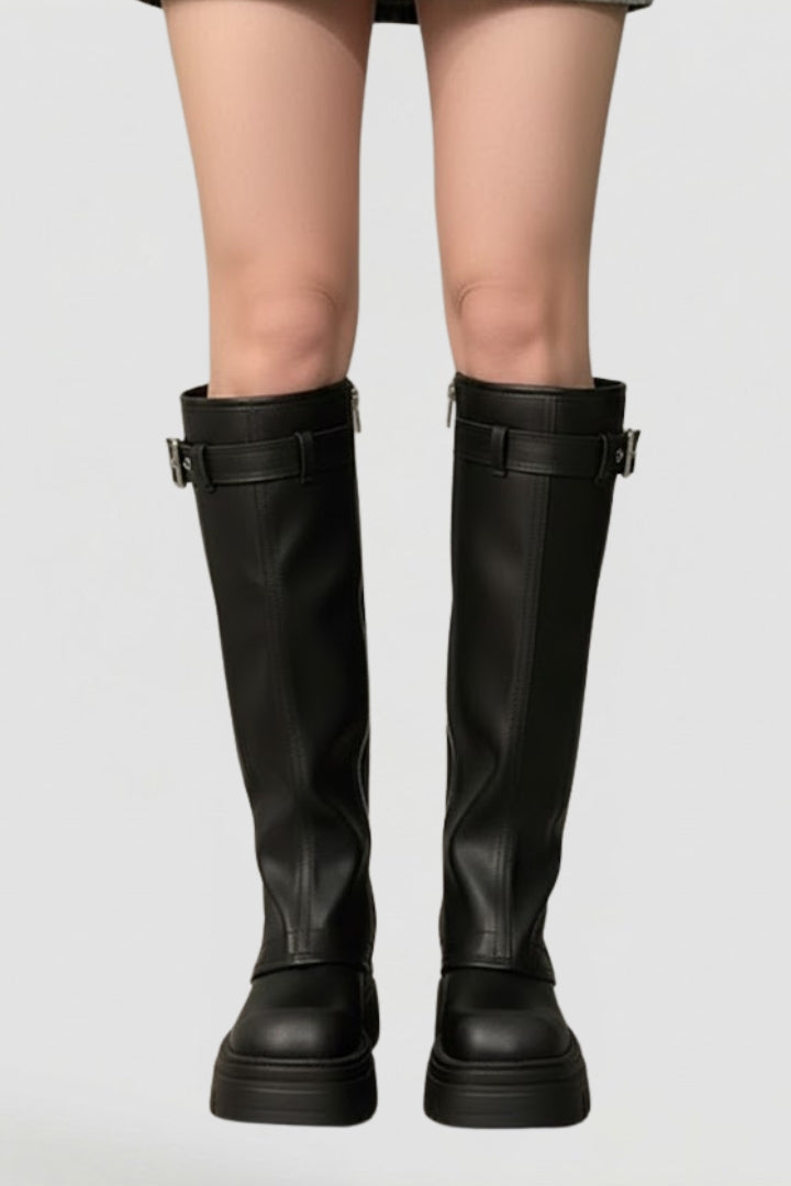 Women's Classic Knee-High Boots with High Shaft and Platform in Brown - View 7.0 | Roselva