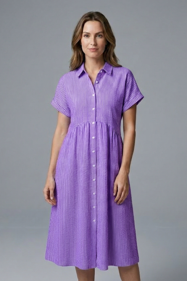 Women's Midi Dress with Collar with Buttons