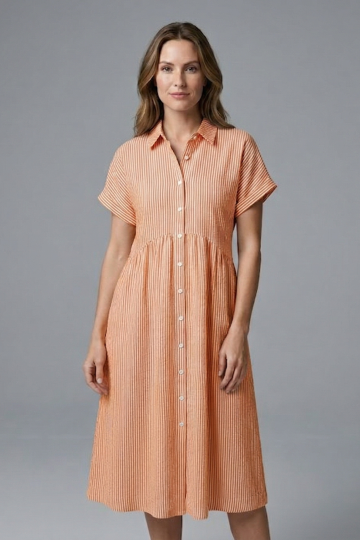 Women's Midi Dress with Collar with Buttons