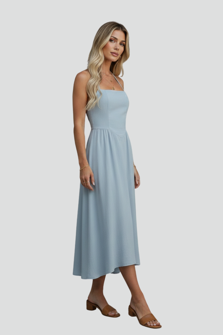 Women's Midi Dress with Square Neckline