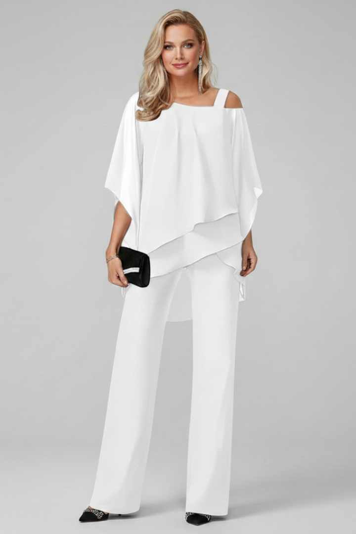 Women's Off-Shoulder Jumpsuit with Elastic Waist in Black - View 6.0 | Roselva