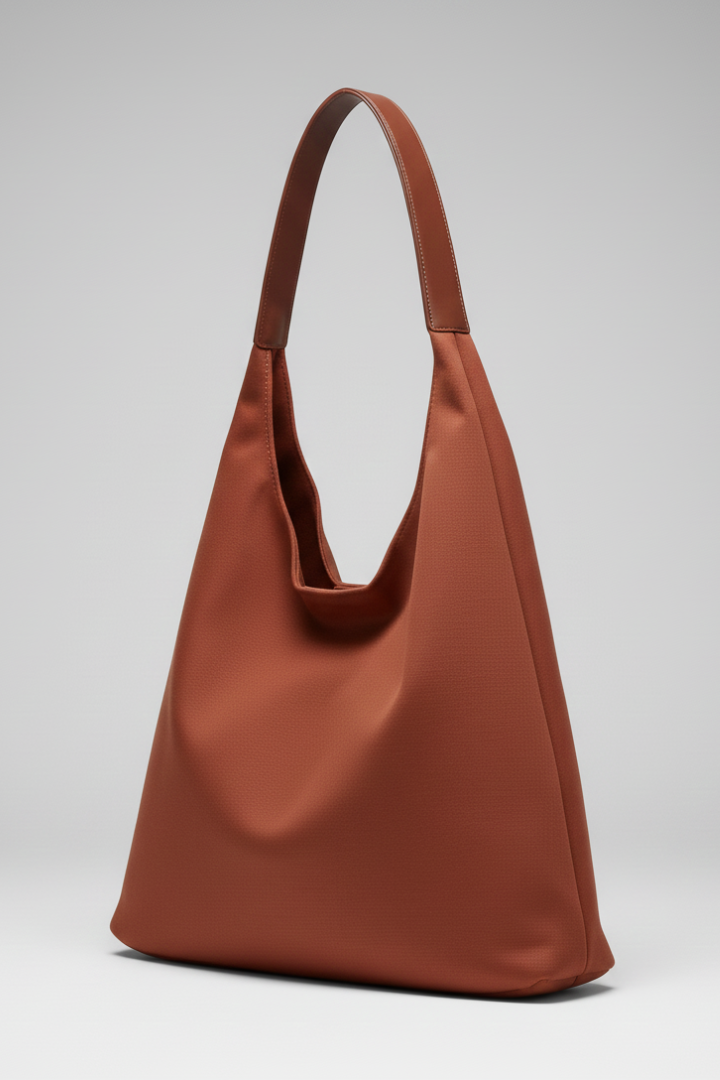 Women's Shoulder Bag with Single Strap and Wide Base in Brown | Roselva