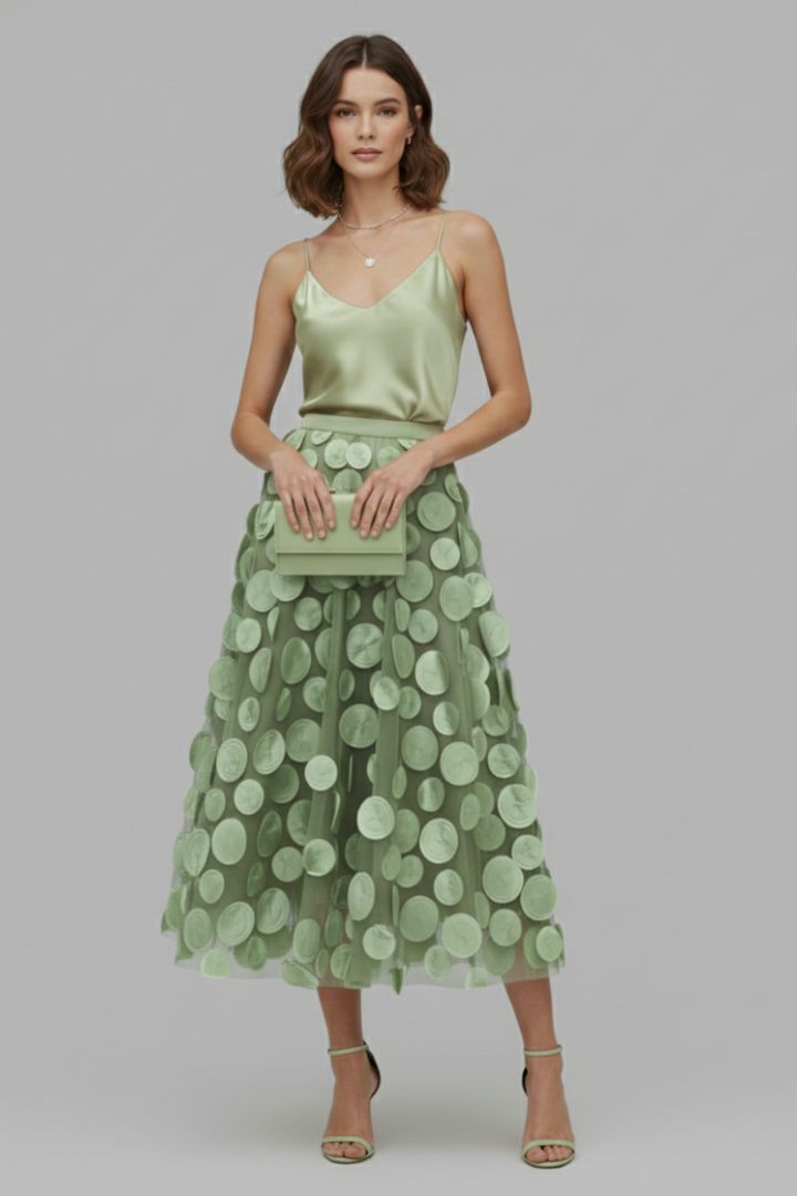 Women's Polka Dot Full Skirt in Black - View 10.0 | Roselva