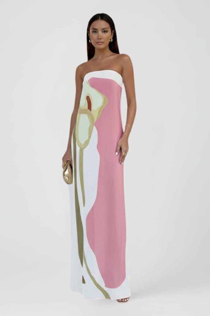 Women's Maxi Dress with Pattern and Off-the-Shoulder Design in Green - View 10.0 | Roselva