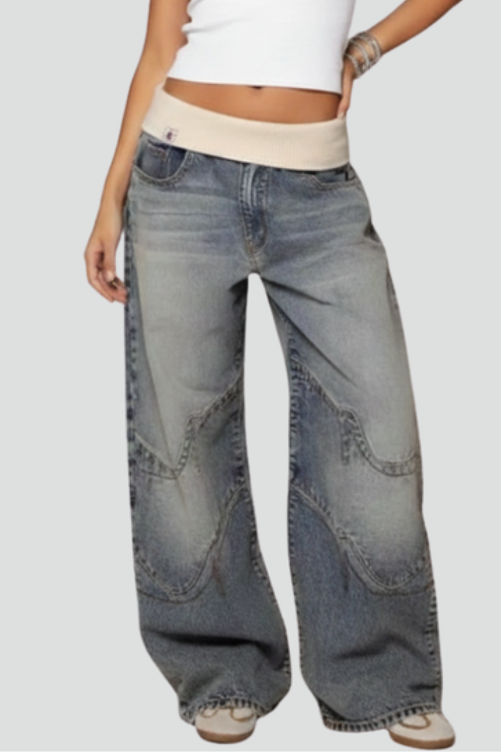 Women's Wide Leg Jeans with Loose Fit in Light Blue - View 2.0 | Roselva