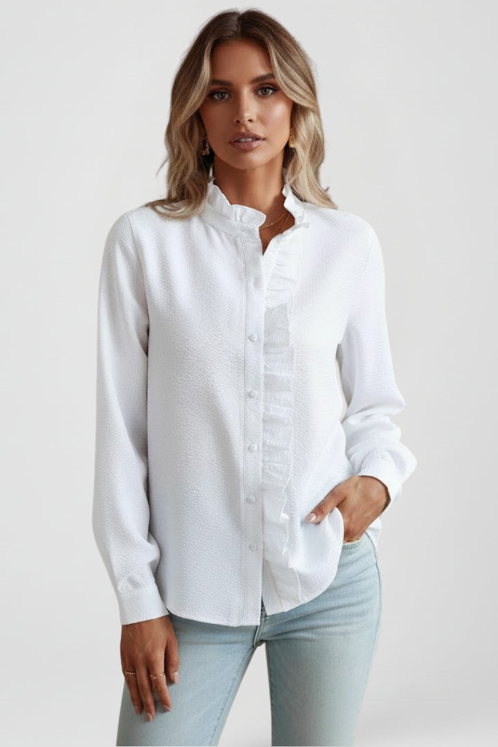 Women's Long Sleeve Blouse in White - View 2.0 | Roselva