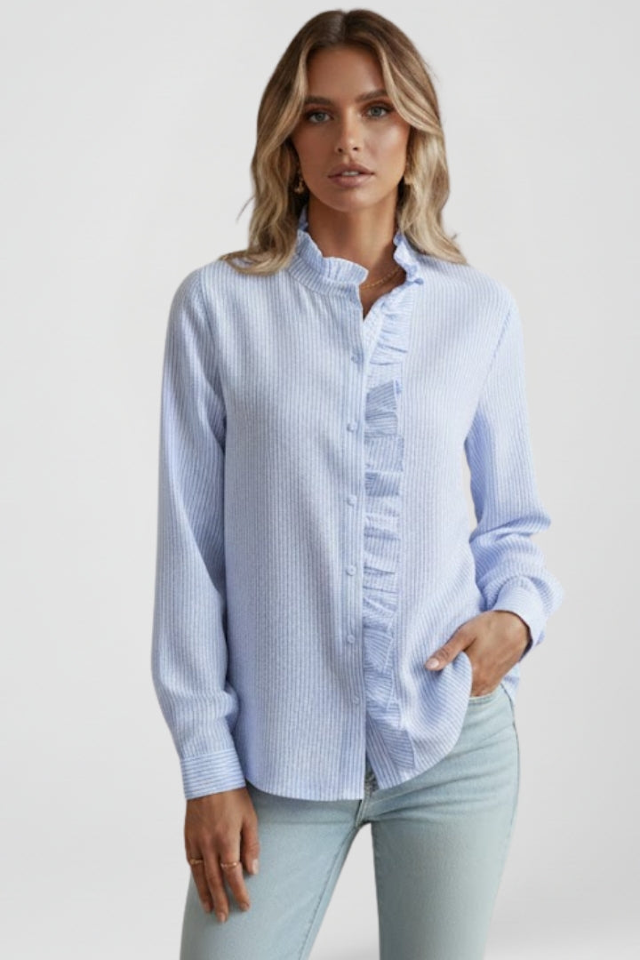 Women's Long Sleeve Blouse in White - View 8.0 | Roselva