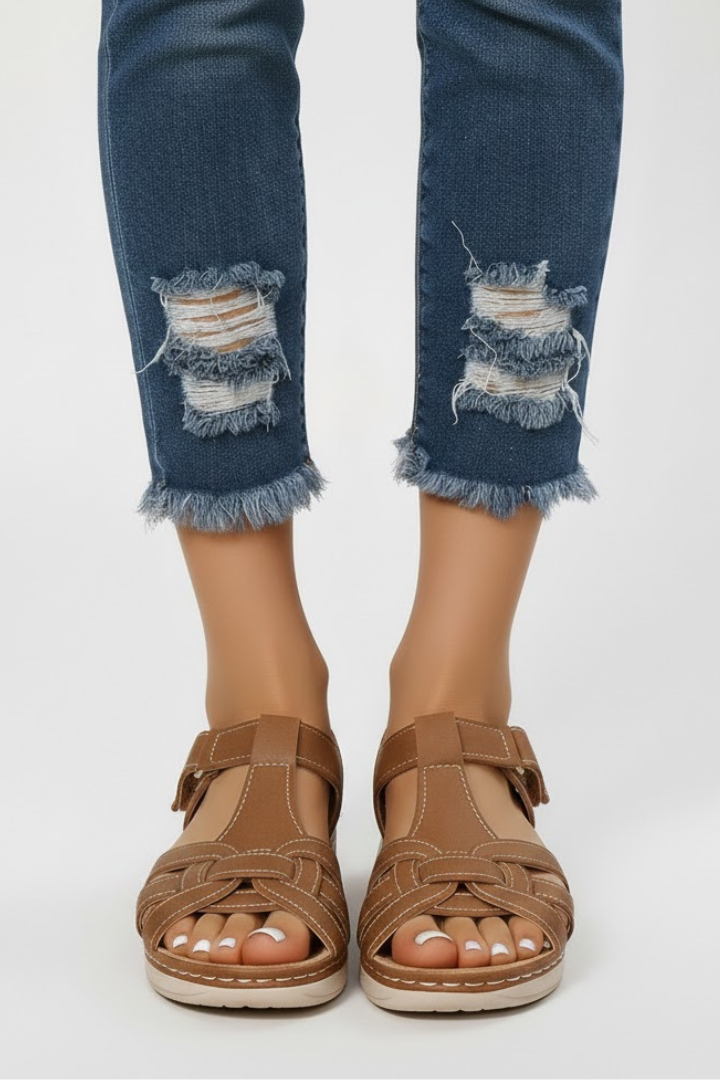 Women's Buckle Sandals – Open-Toe Summer Slip-On Shoes