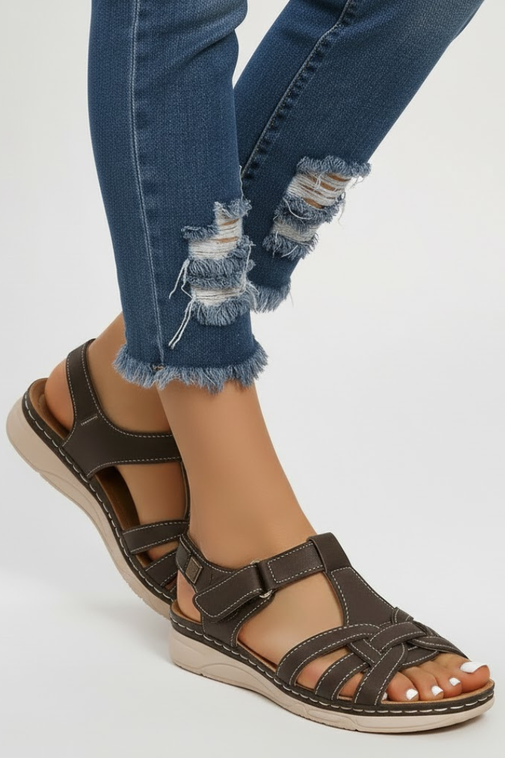 Women's Buckle Sandals – Open-Toe Summer Slip-On Shoes