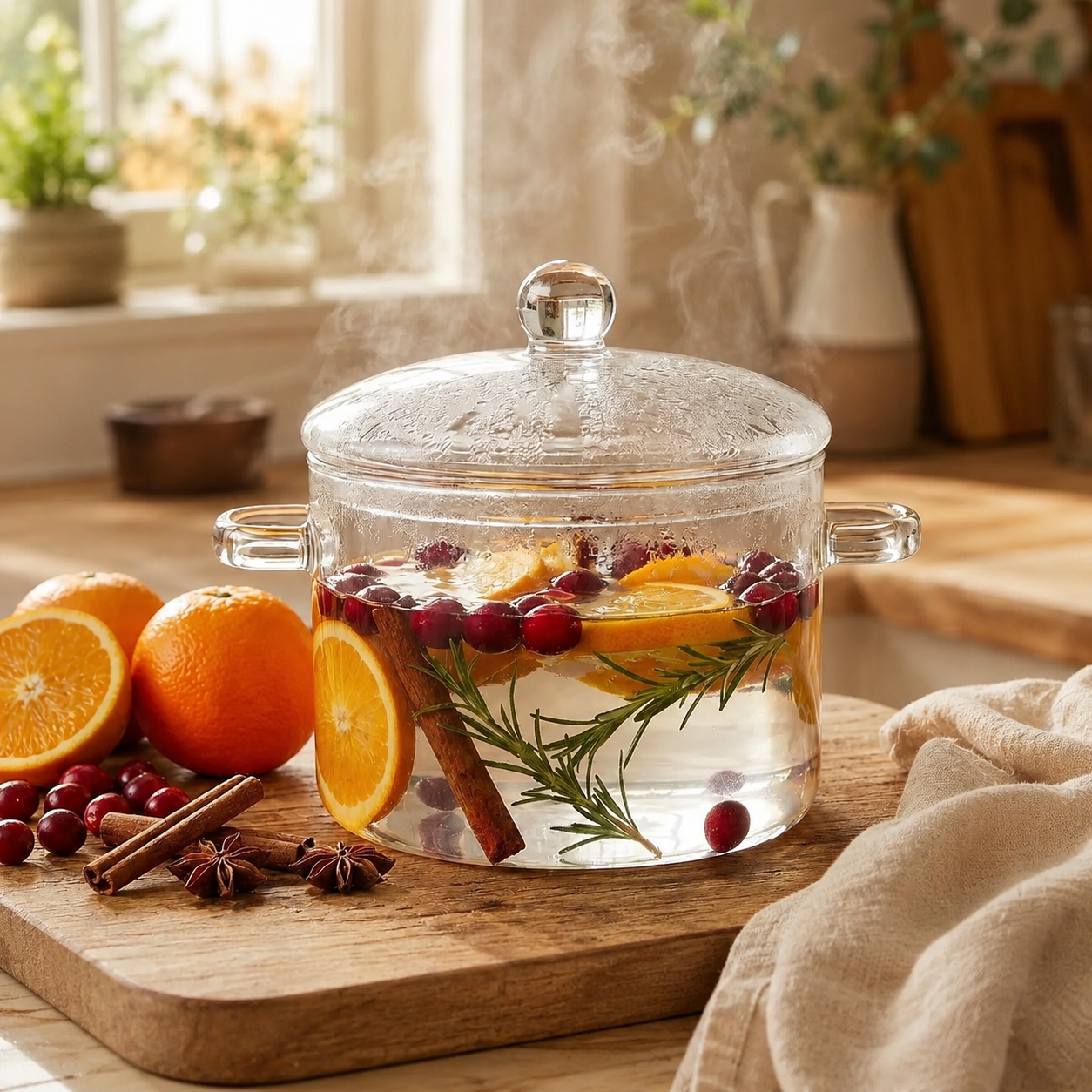 Heat-Resistant Glass Cooking Pot with Lid