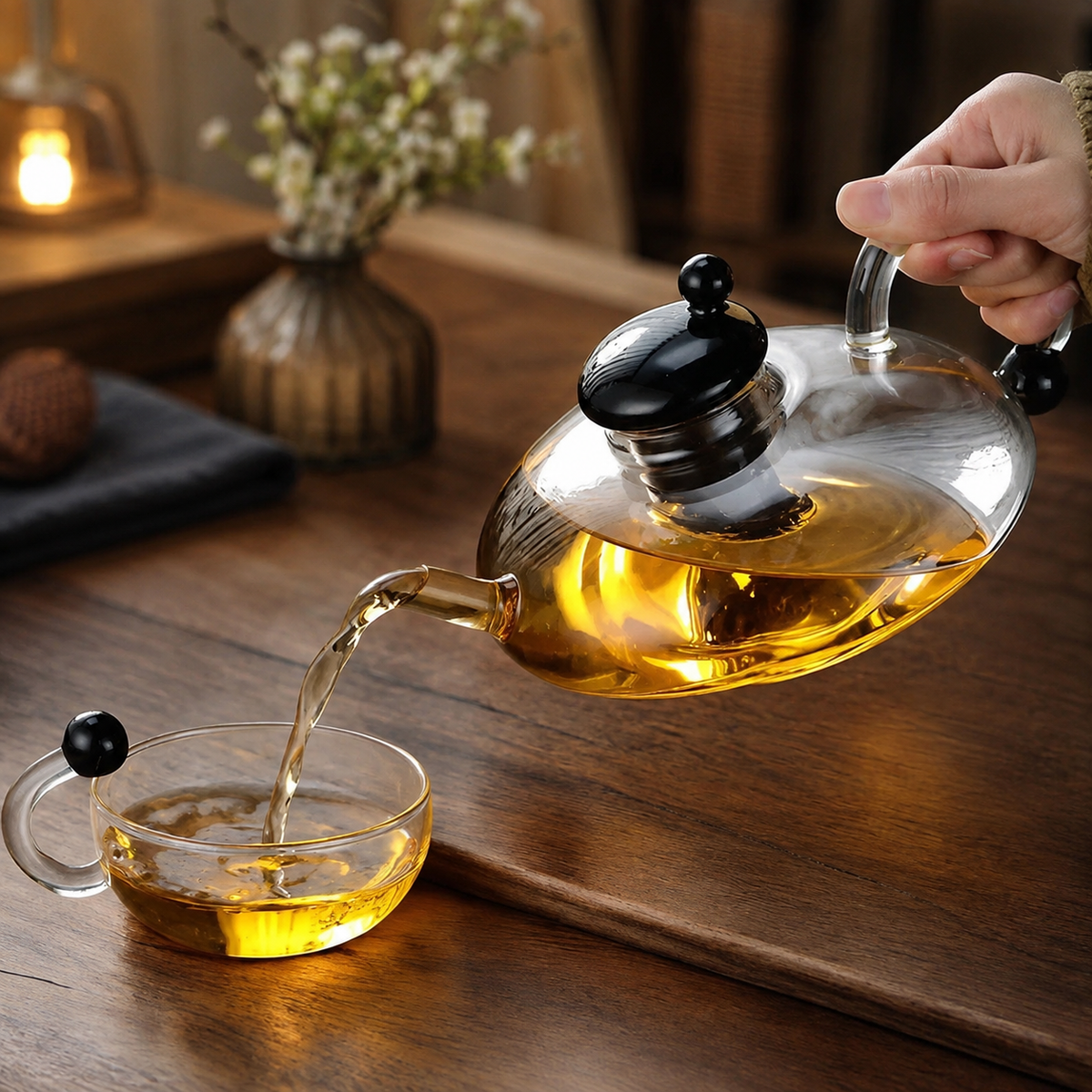 600ml Semi-Automatic Glass Teapot Set