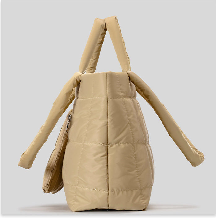 Padded Puffer Tote Bag – Quilted Glossy Everyday Carryall