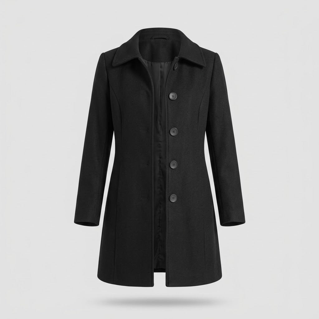 Women's Tailored Coat - Classic Collar with Button Closure