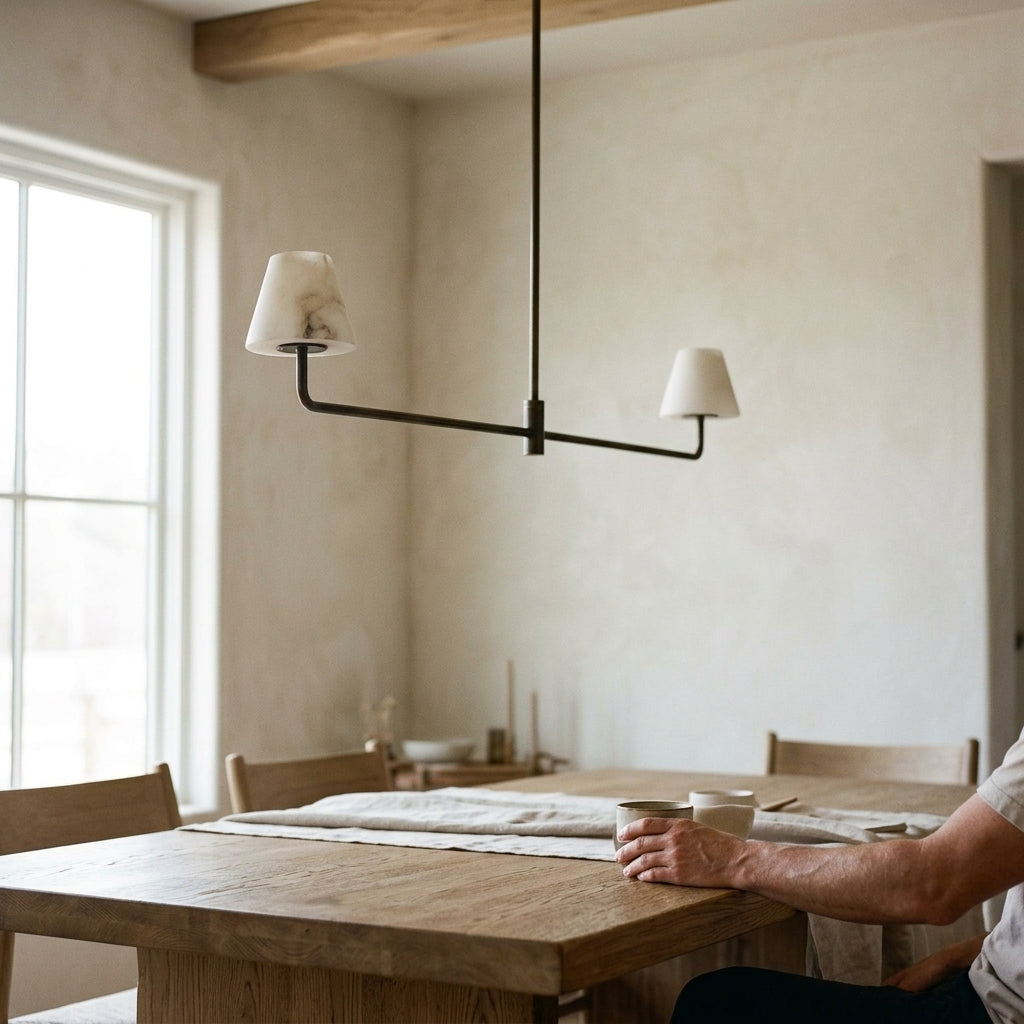 Alba Pendant Lamp in Alabaster and Bronze