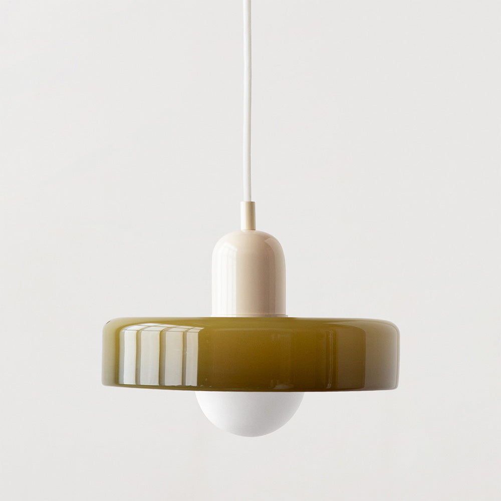 Bauhaus hanglamp van gekleurd glas