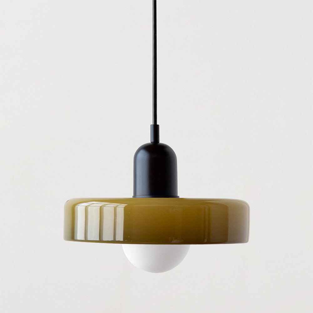 Bauhaus hanglamp van gekleurd glas