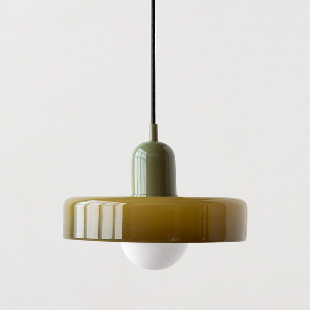 Bauhaus hanglamp van gekleurd glas