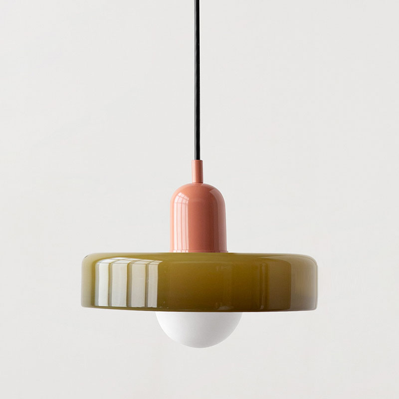 Bauhaus hanglamp van gekleurd glas