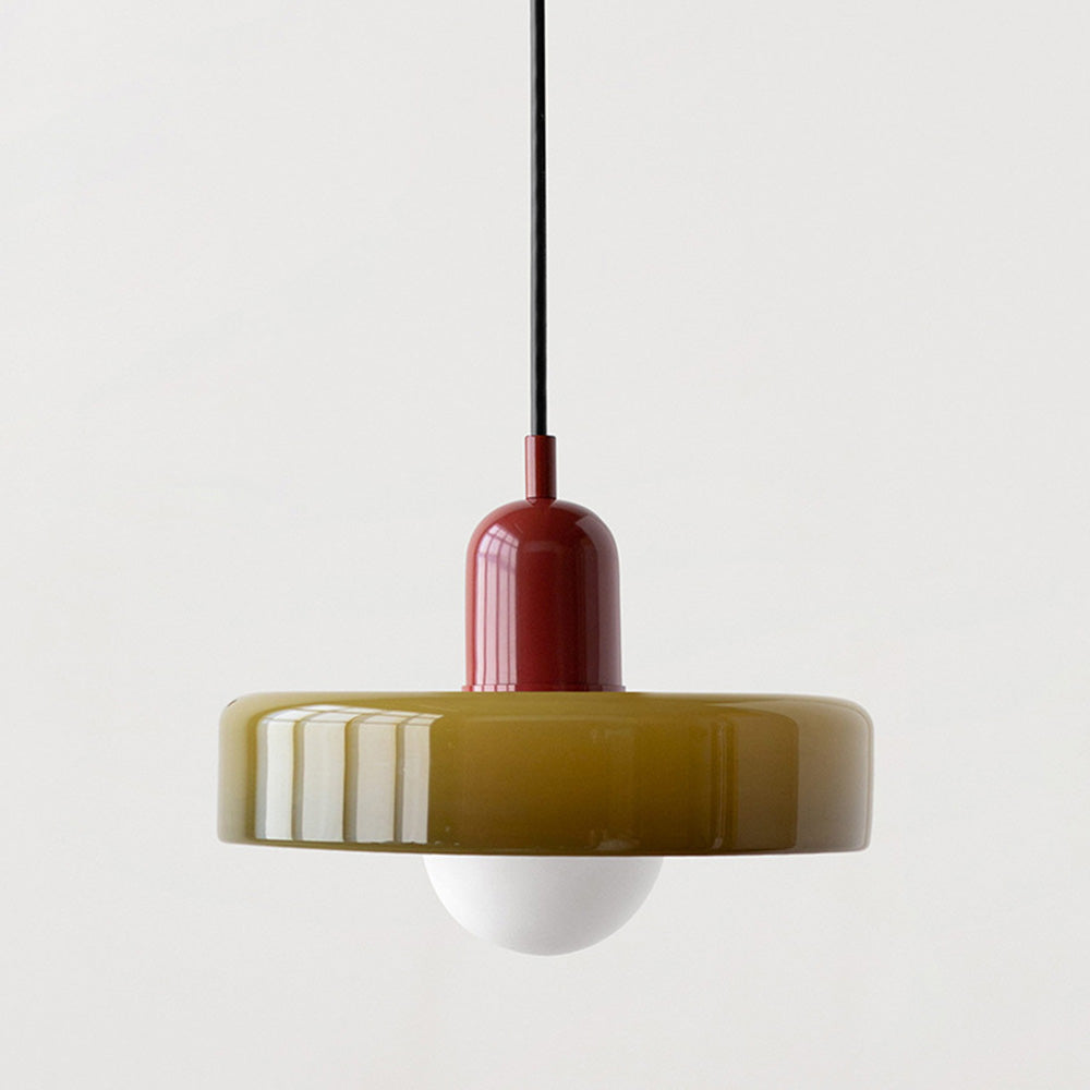 Bauhaus hanglamp van gekleurd glas