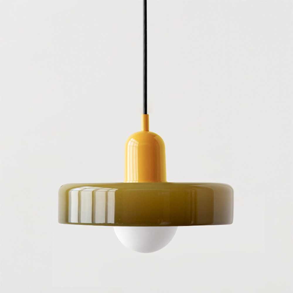 Bauhaus hanglamp van gekleurd glas