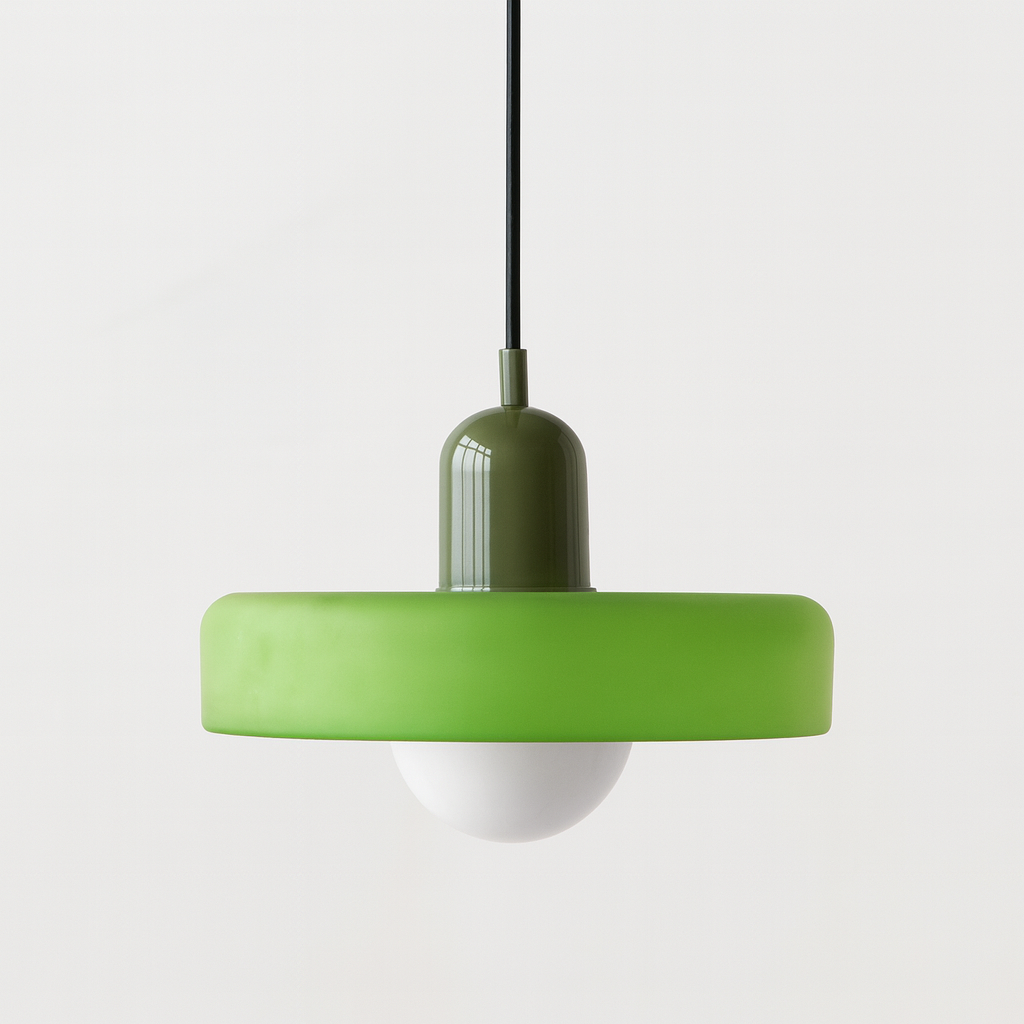 Bauhaus hanglamp van gekleurd glas