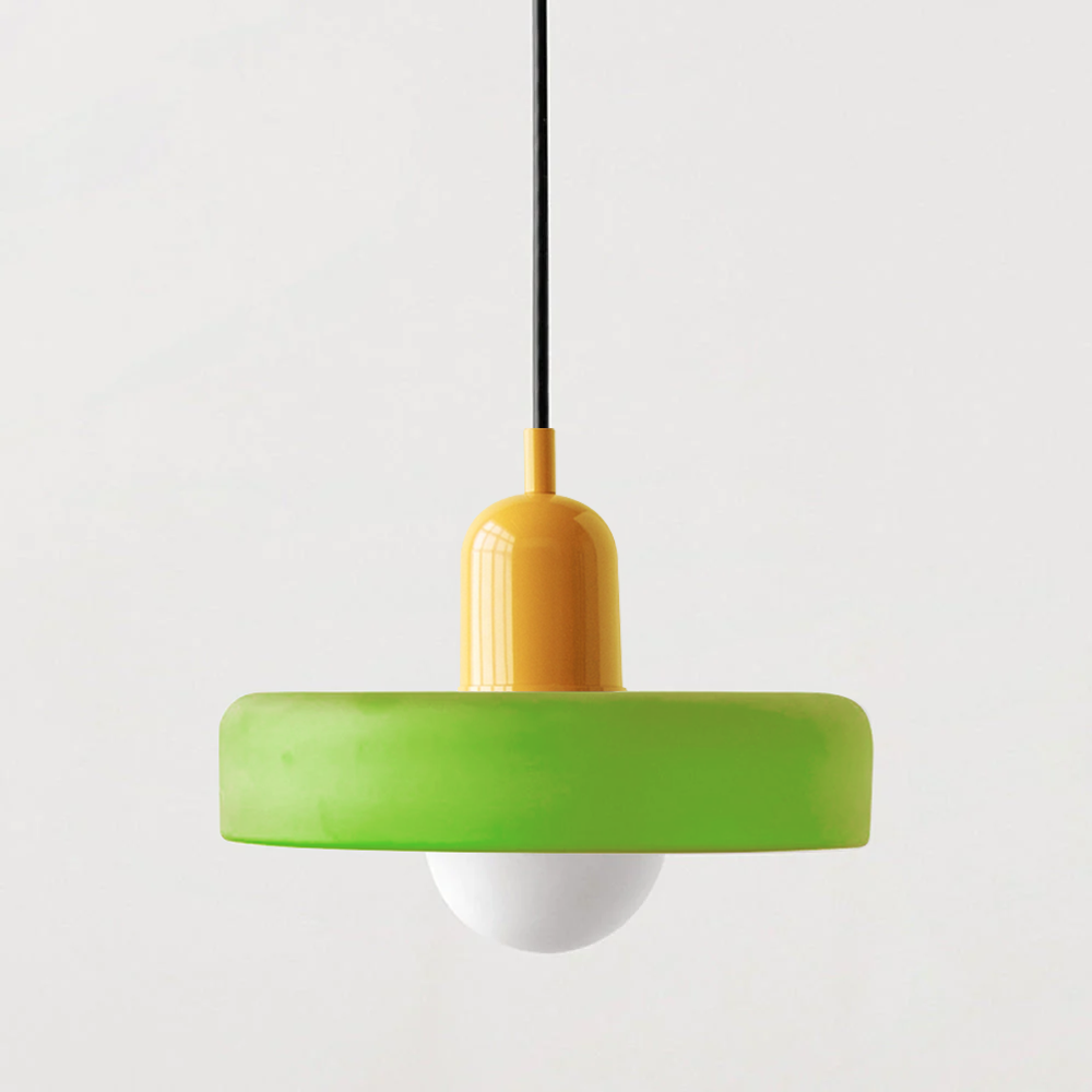 Bauhaus hanglamp van gekleurd glas