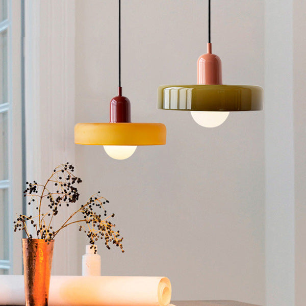 Bauhaus hanglamp van gekleurd glas