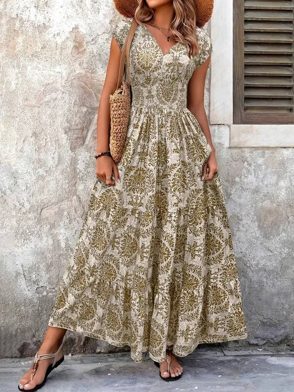 Women's Boho V-Neck Maxi Dress – Boho
