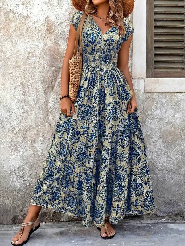 Women's Boho V-Neck Maxi Dress – Boho