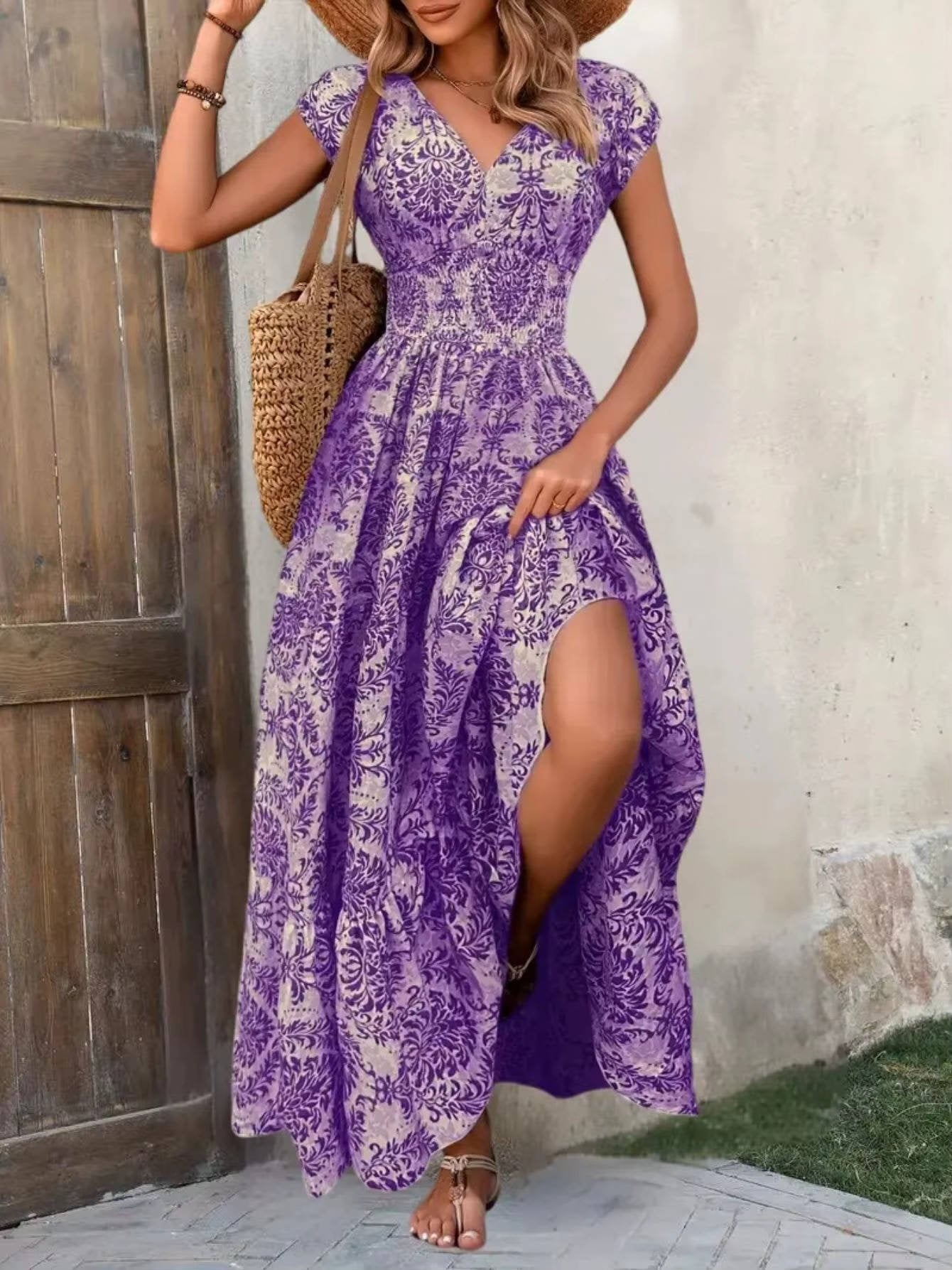 Women's Boho V-Neck Maxi Dress – Boho