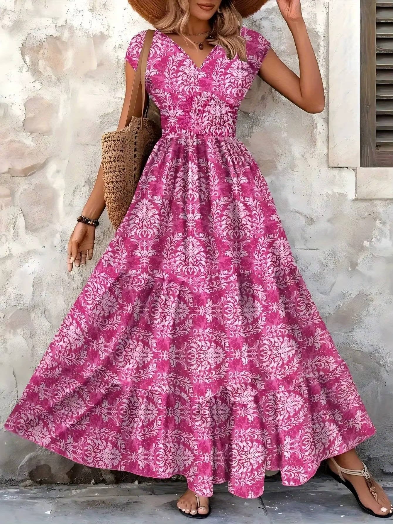 Women's Boho V-Neck Maxi Dress – Boho