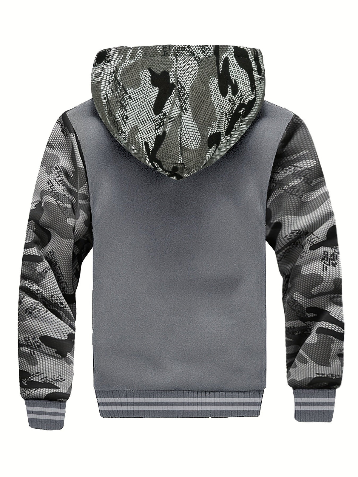 Men's Warm Fleece Hooded Colorblock Jacket