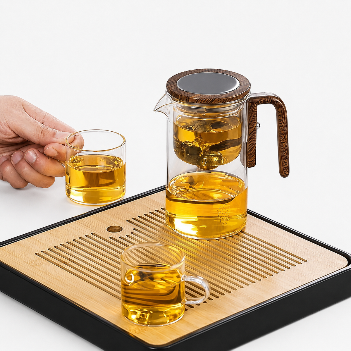 Magnetic Separation Glass Teapot