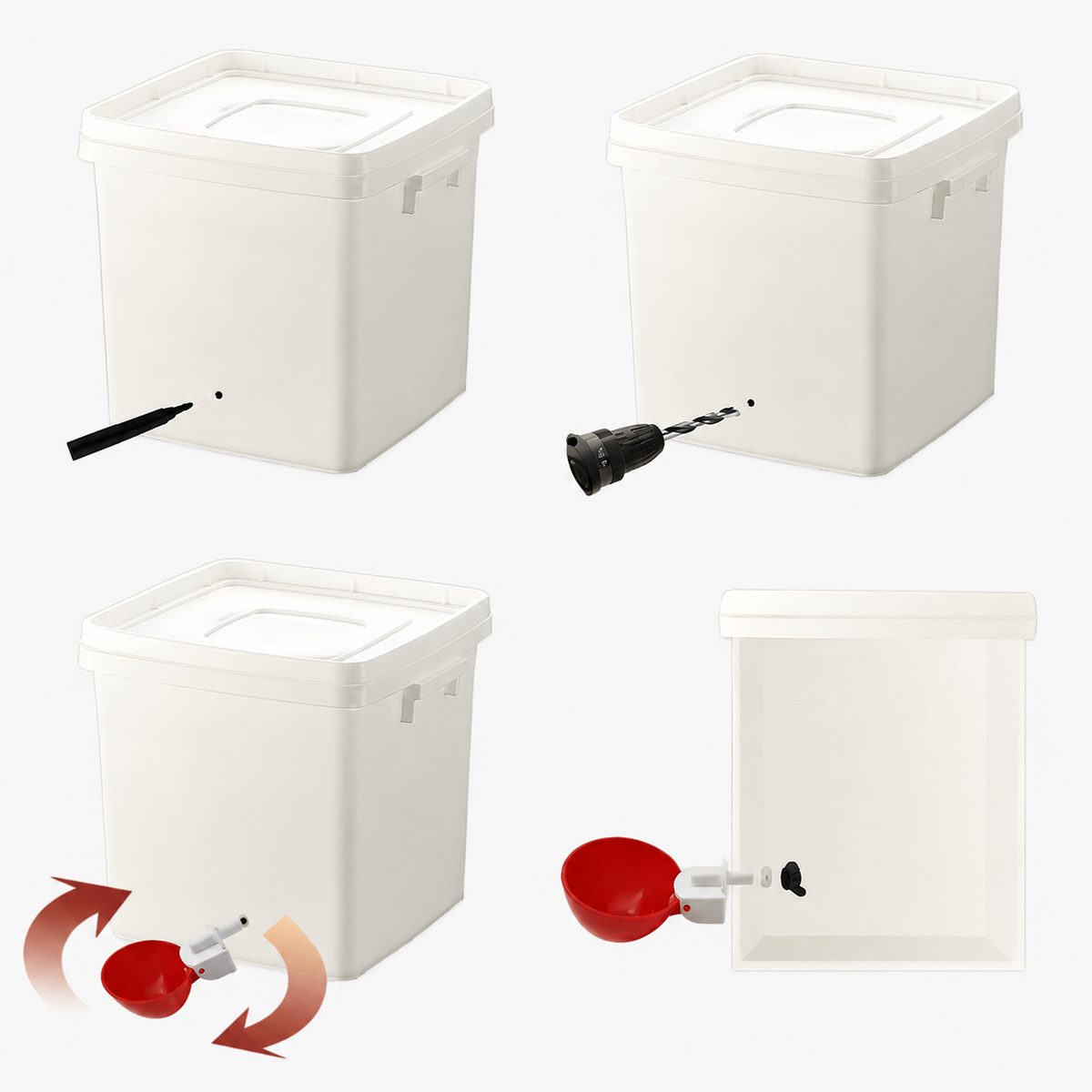 10 Pcs Automatic Chicken Waterer Cups with Drill Bit